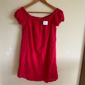 Urban Outfitters Off the Shoulder Red Linen Dress